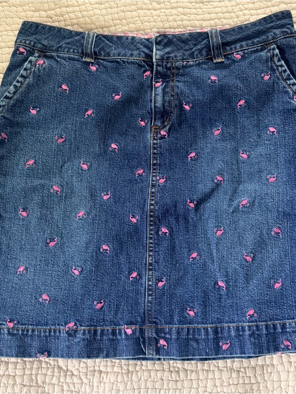 Lilly Pulitzer (White Label) Denim/Jean Critter Skirt with Whales, size 8